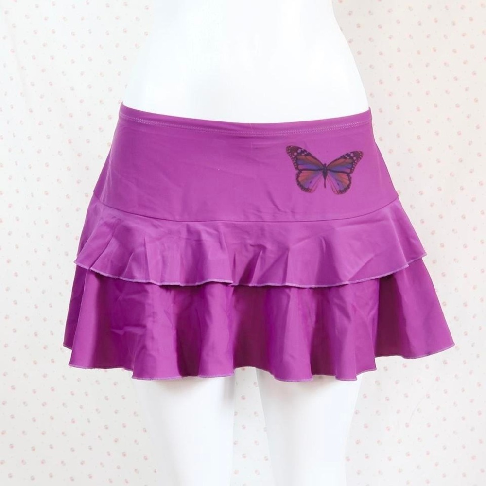 Purple Butterfly Ruffle Mini Skirt McBling